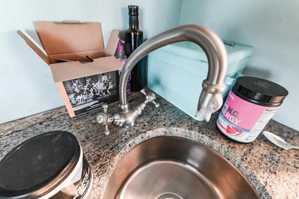 Omega Traditional Light Cream Butler's Pantry with Granite Countertops