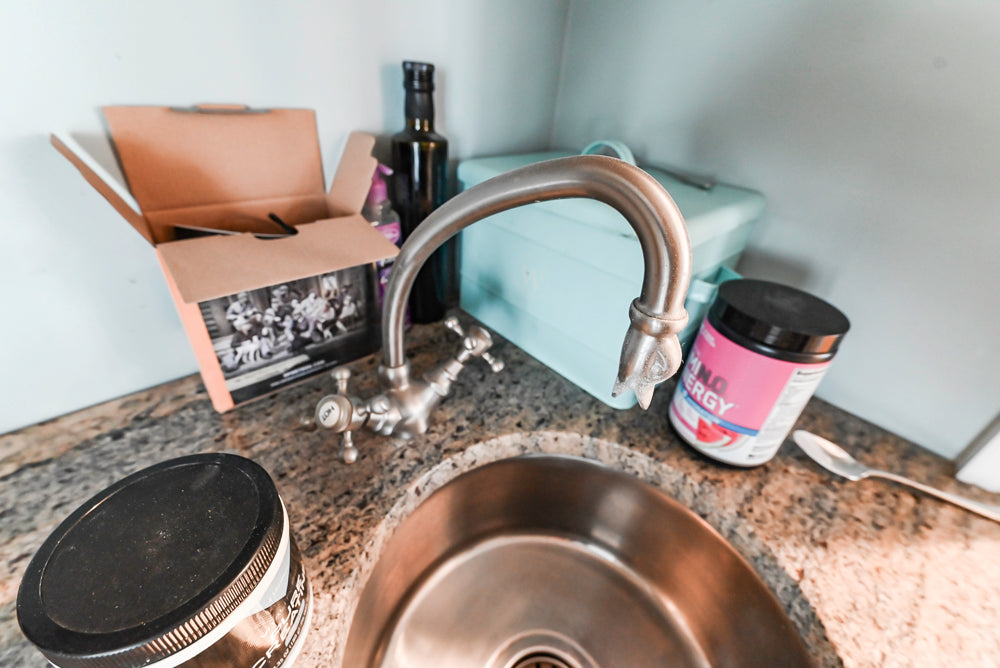 Omega Traditional Light Cream Butler's Pantry with Granite Countertops