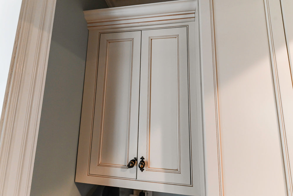 Omega Traditional Light Cream Butler's Pantry with Granite Countertops