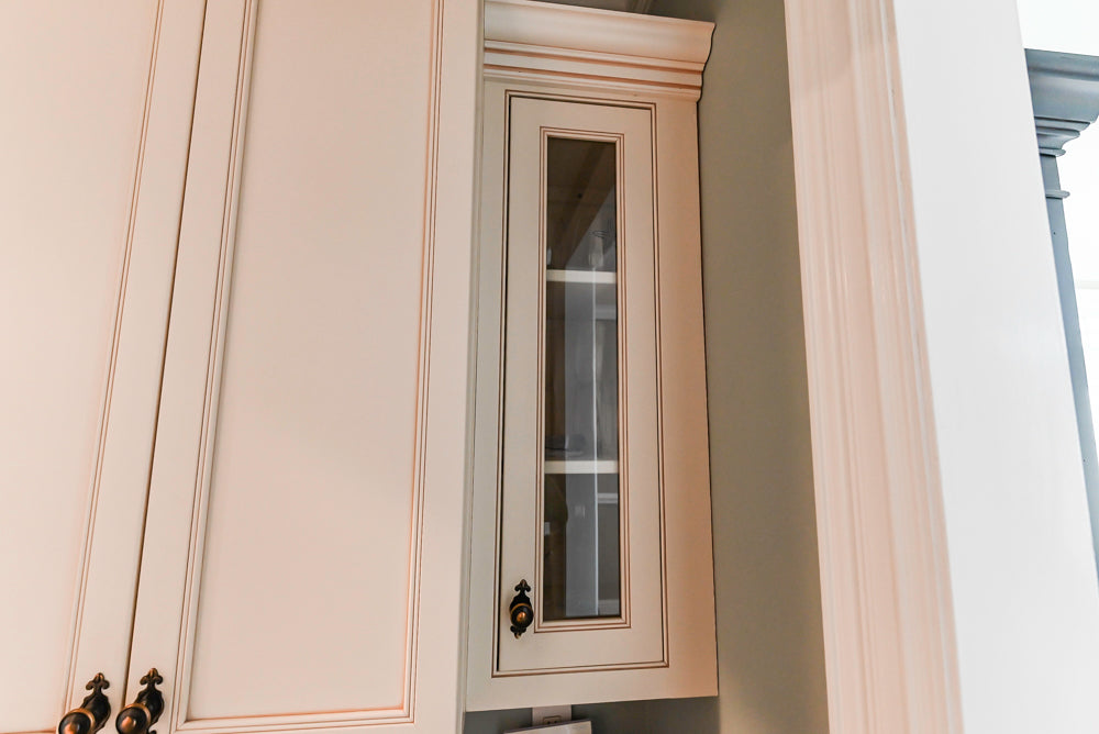 Omega Traditional Light Cream Butler's Pantry with Granite Countertops