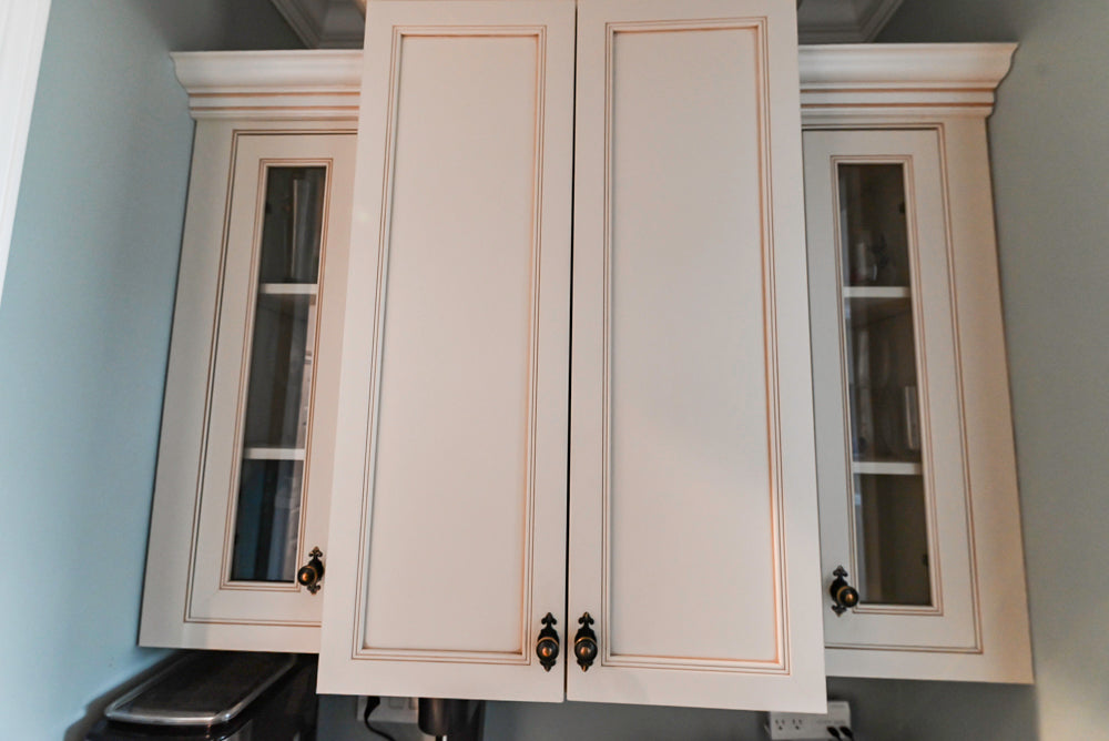 Omega Traditional Light Cream Butler's Pantry with Granite Countertops