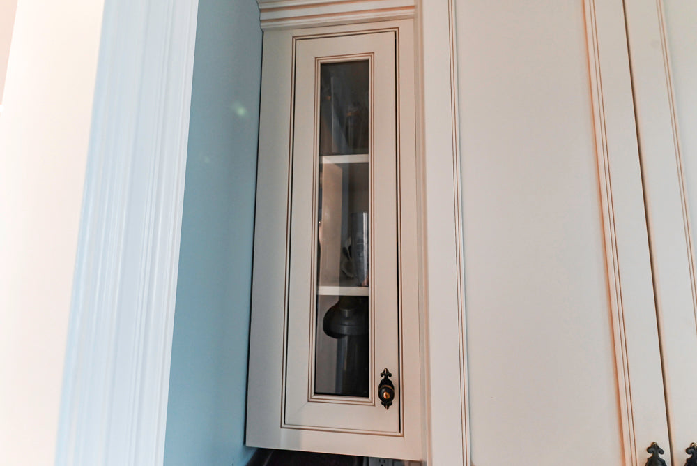 Omega Traditional Light Cream Butler's Pantry with Granite Countertops