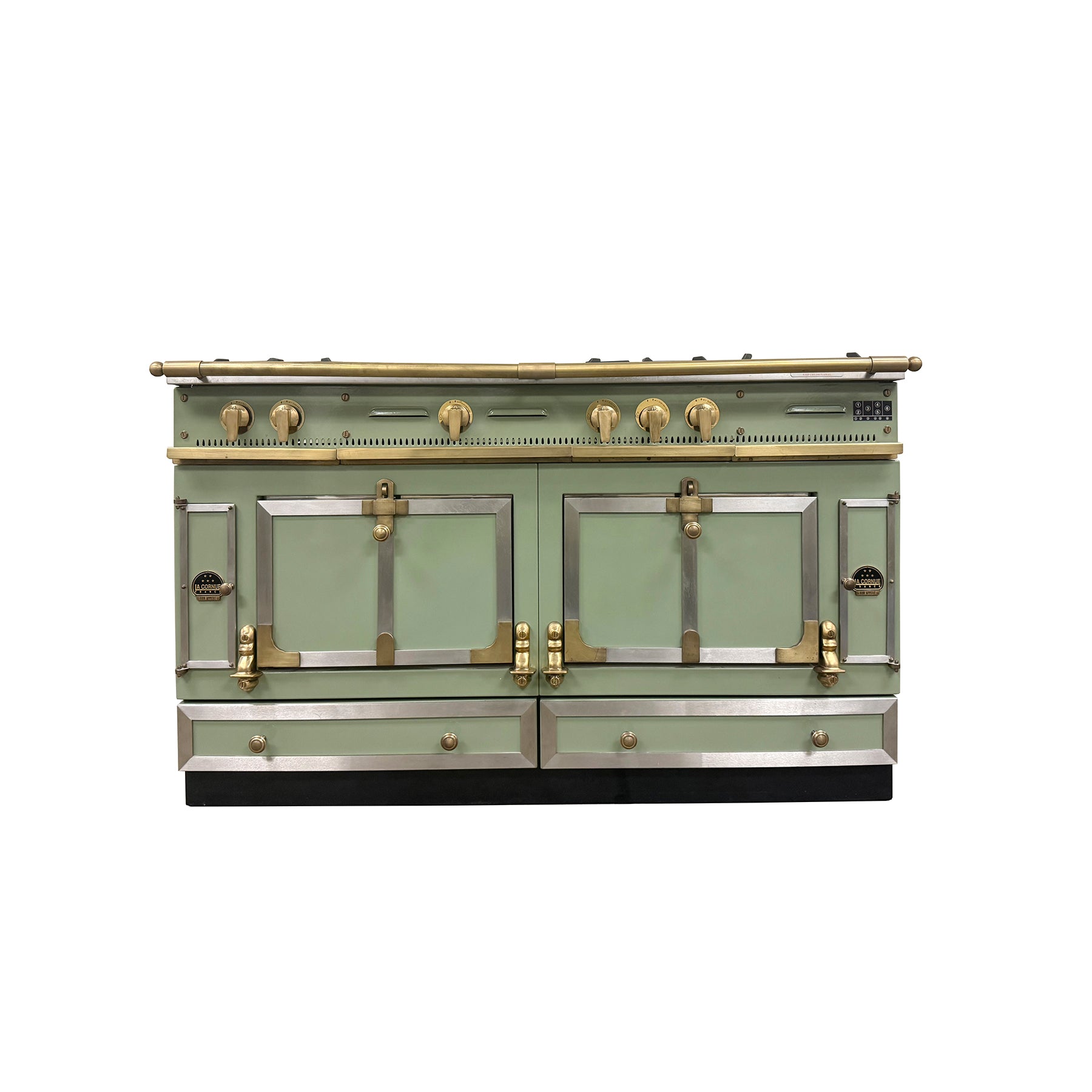 La Cornue Chateau 150 59" Pale Green Dual Fuel Range with Matching Hood