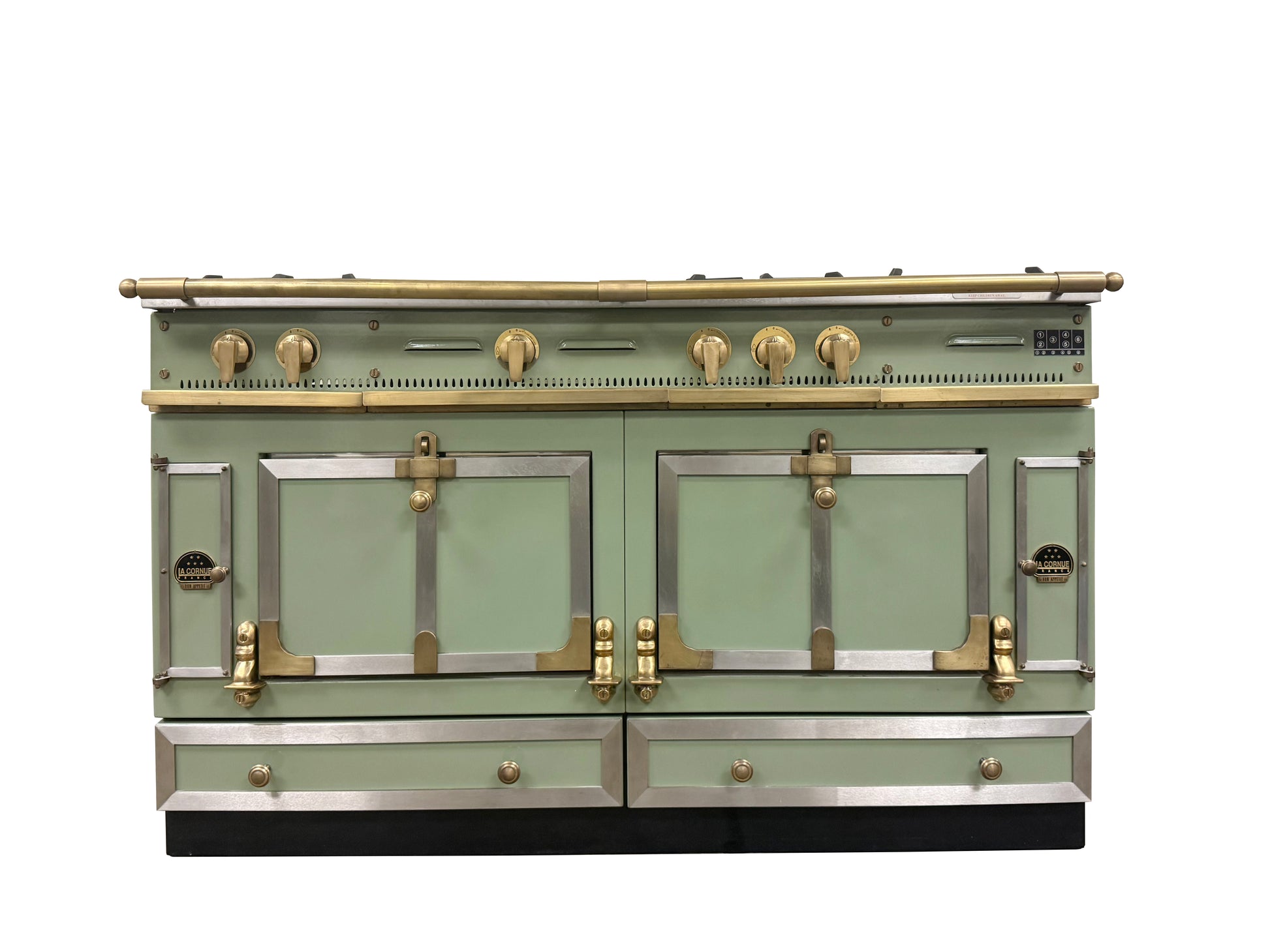 La Cornue Chateau 150 59" Pale Green Dual Fuel Range with Matching Hood