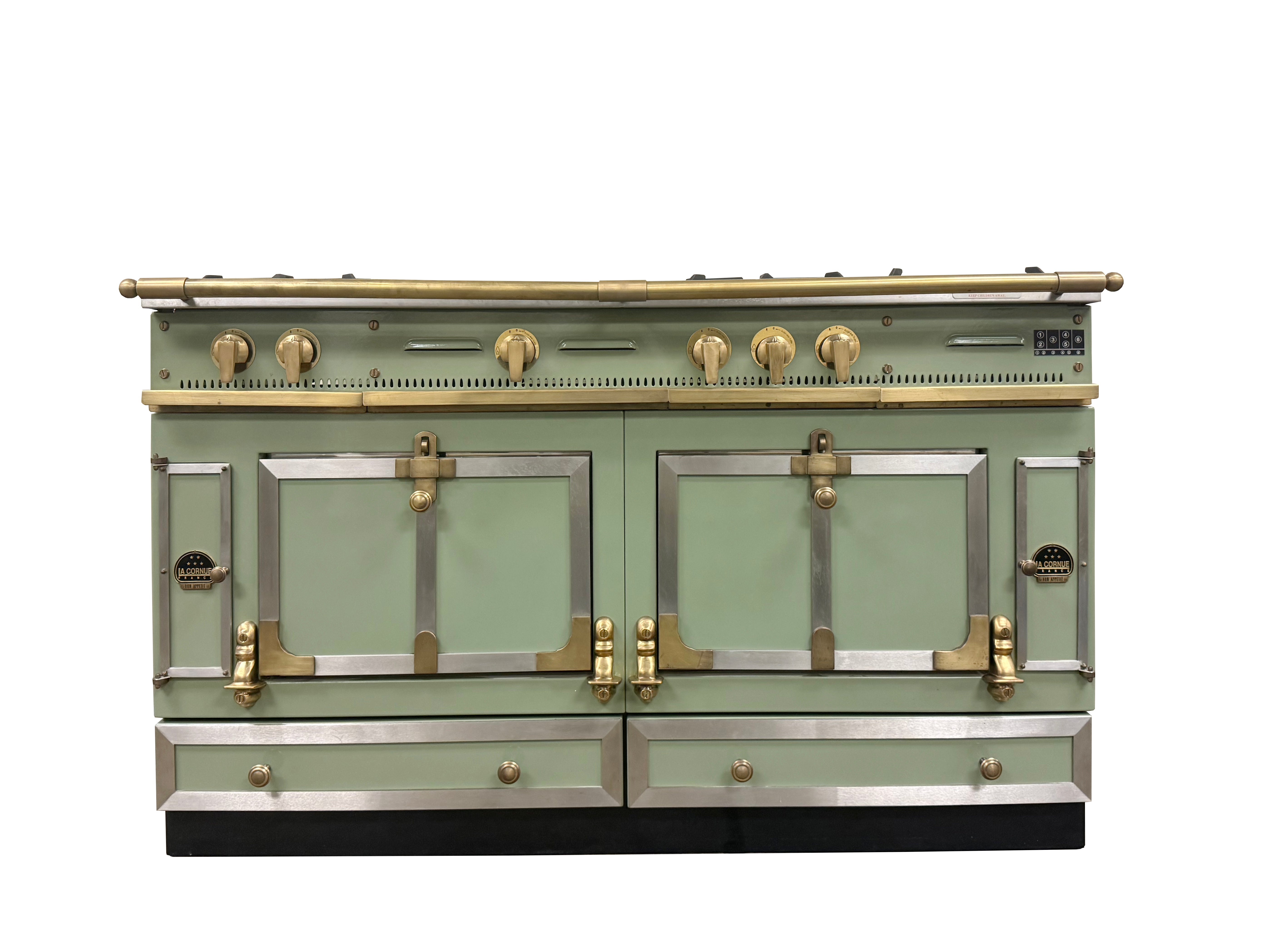 La Cornue Chateau 150 59" Pale Green Dual Fuel Range with Matching Hood
