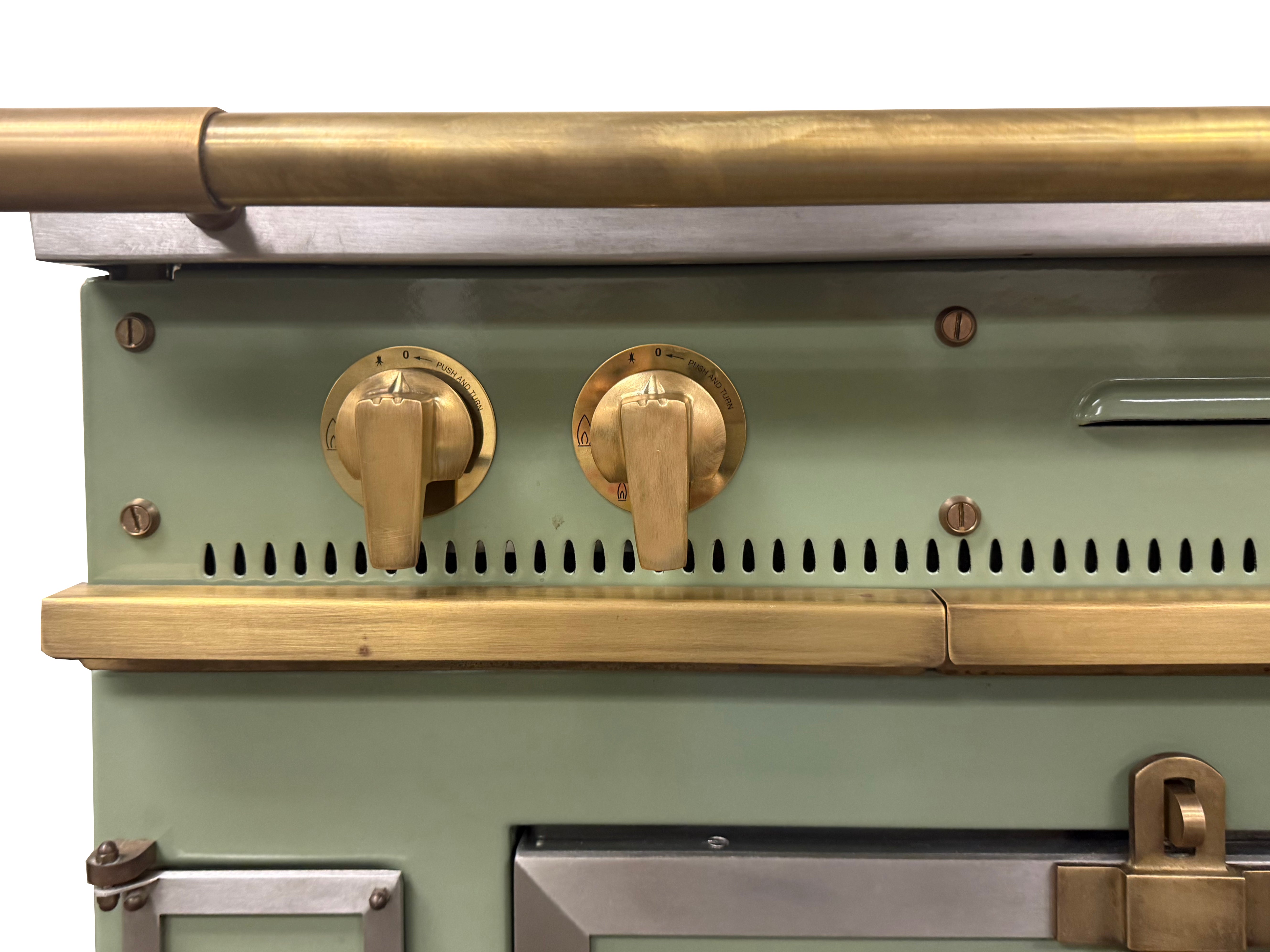 La Cornue Chateau 150 59" Pale Green Dual Fuel Range with Matching Hood