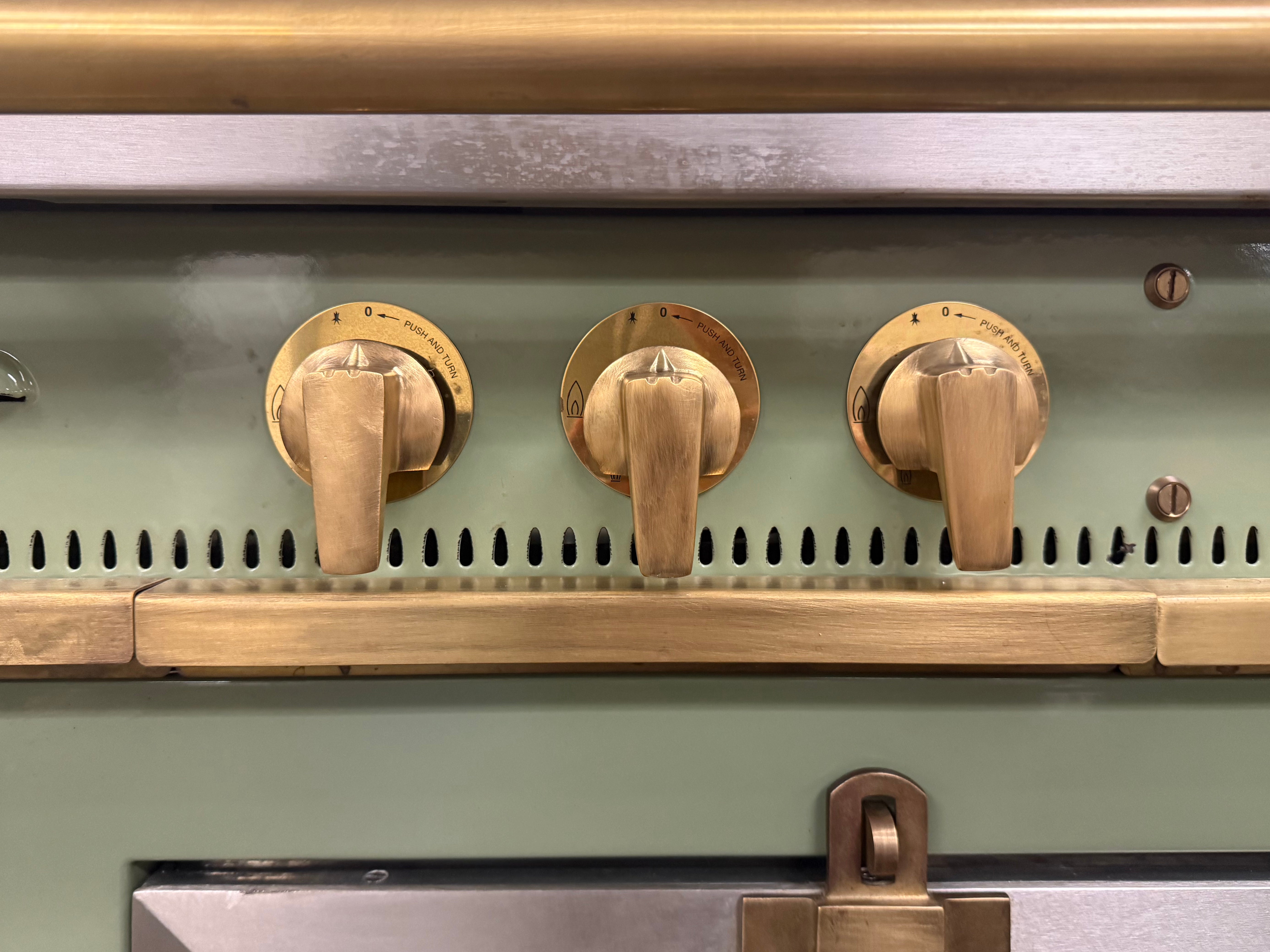 La Cornue Chateau 150 59" Pale Green Dual Fuel Range with Matching Hood