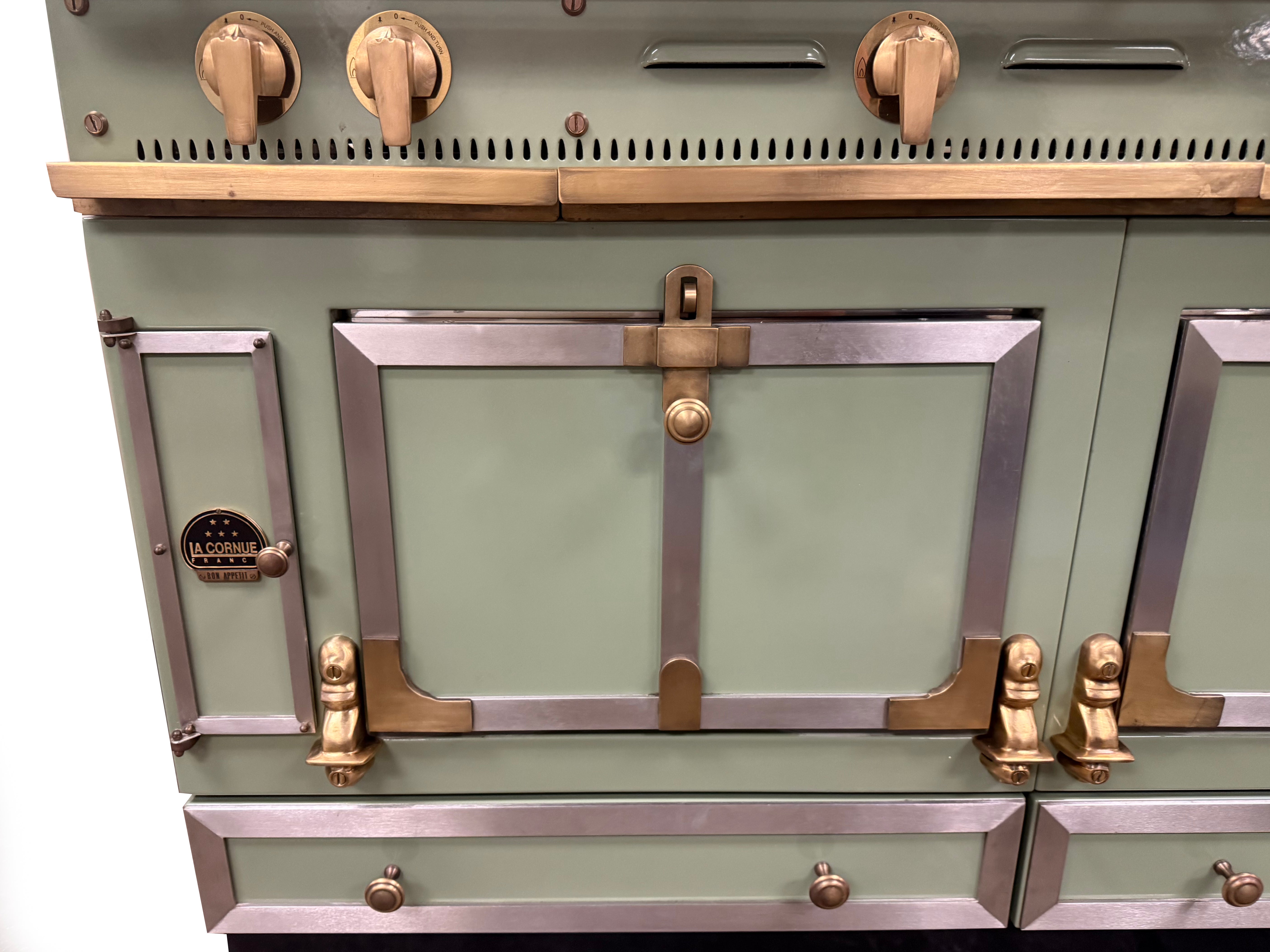 La Cornue Chateau 150 59" Pale Green Dual Fuel Range with Matching Hood