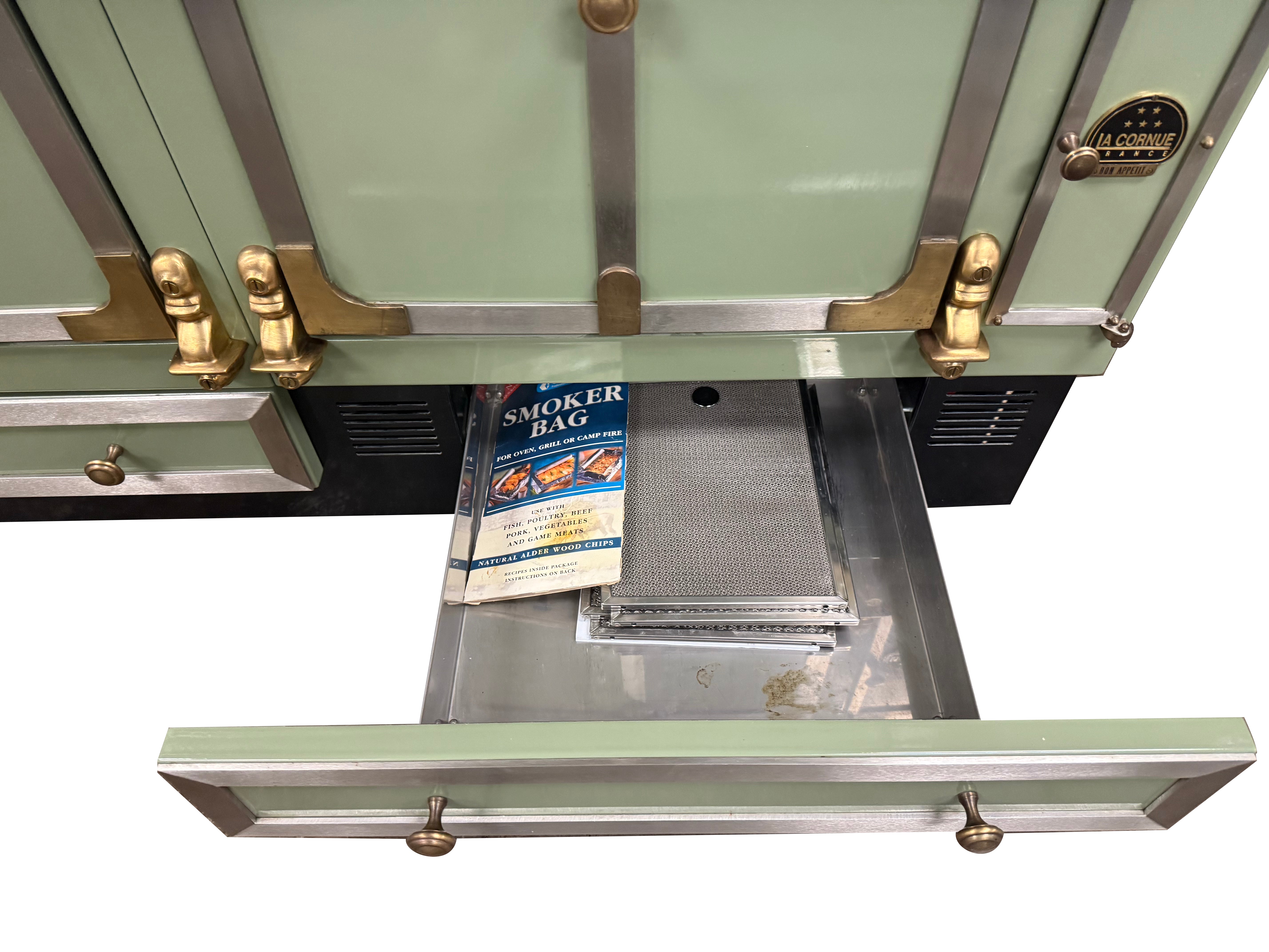 La Cornue Chateau 150 59" Pale Green Dual Fuel Range with Matching Hood