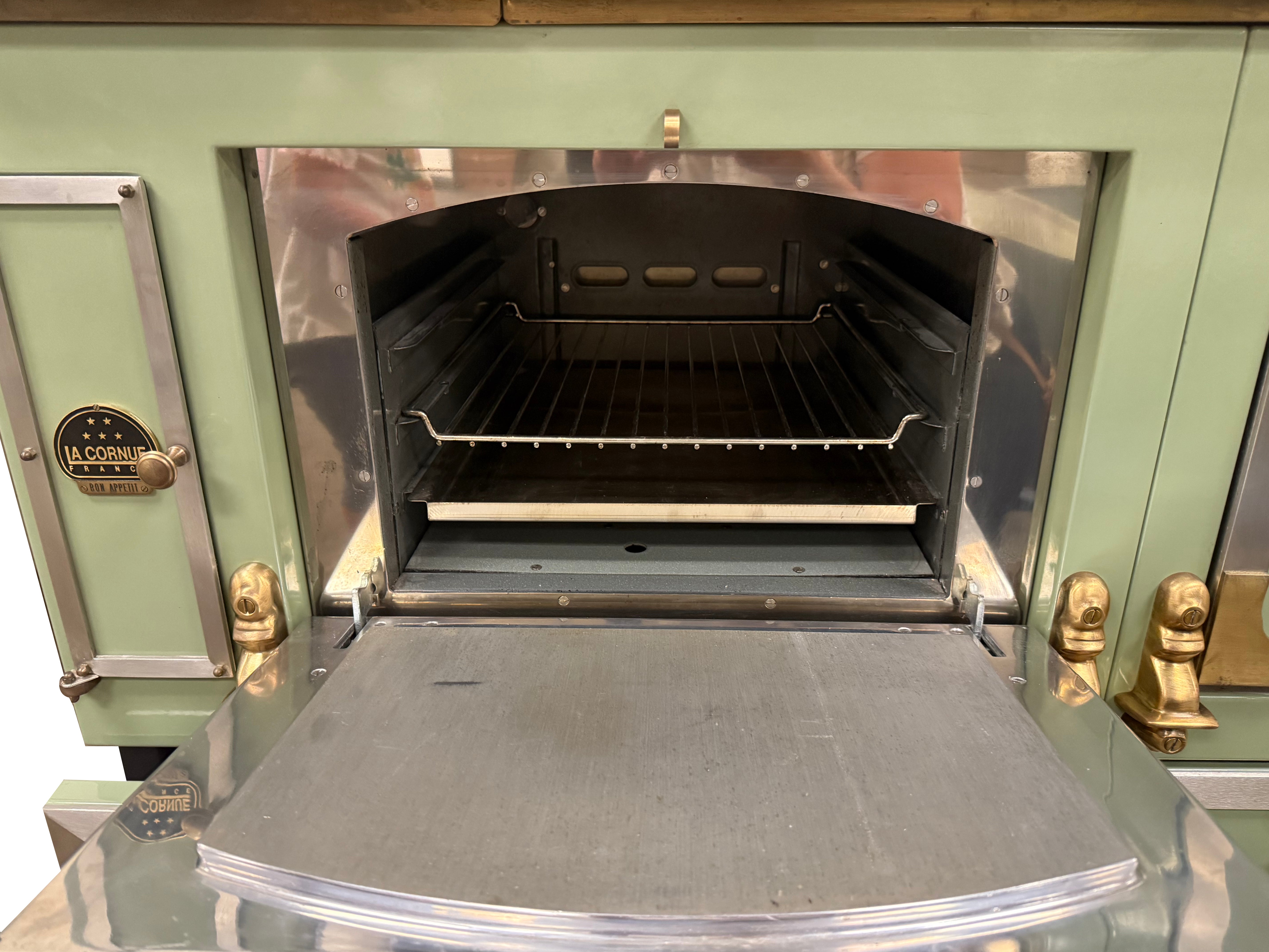 La Cornue Chateau 150 59" Pale Green Dual Fuel Range with Matching Hood