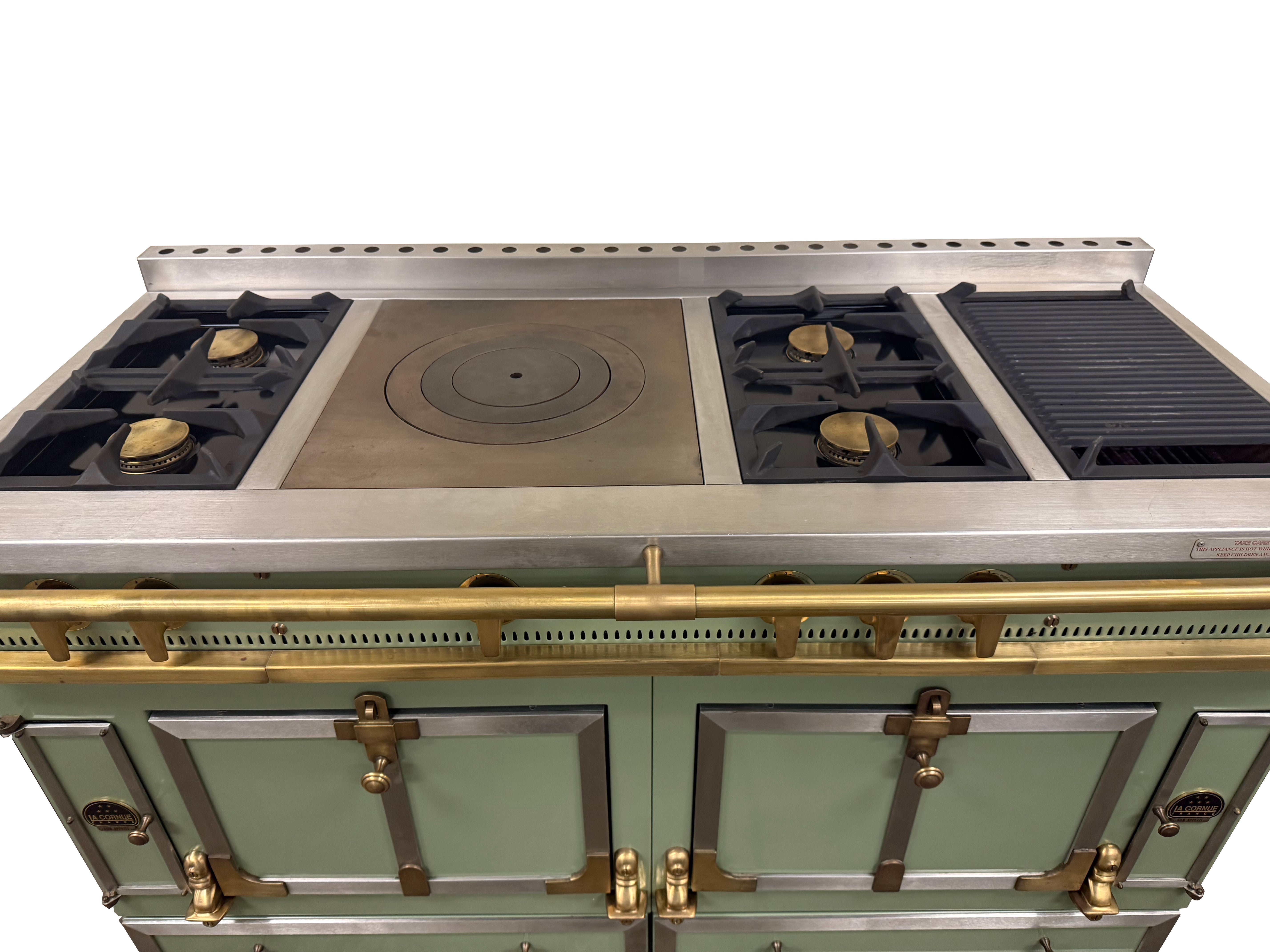 La Cornue Chateau 150 59" Pale Green Dual Fuel Range with Matching Hood