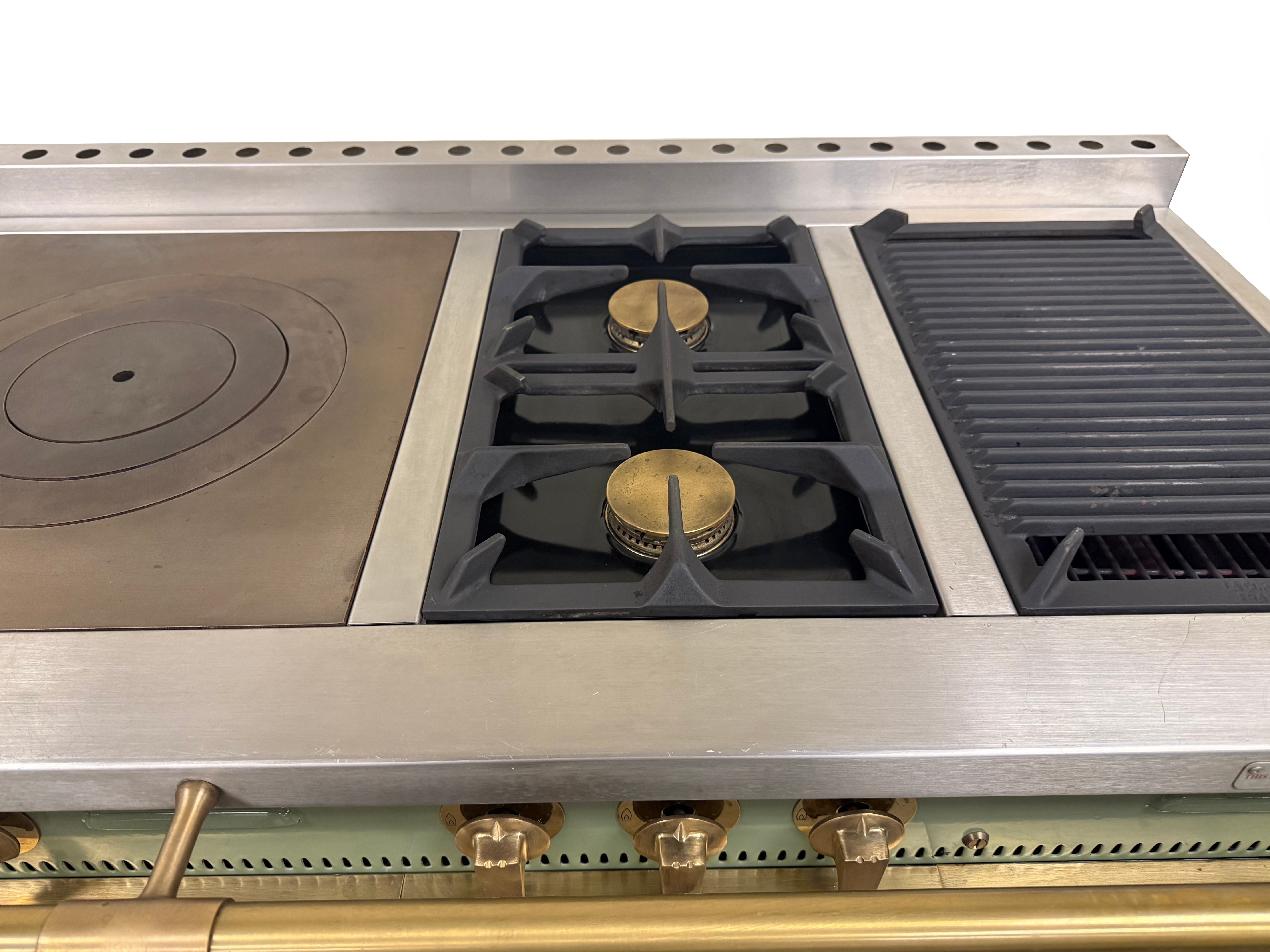 La Cornue Chateau 150 59" Pale Green Dual Fuel Range with Matching Hood