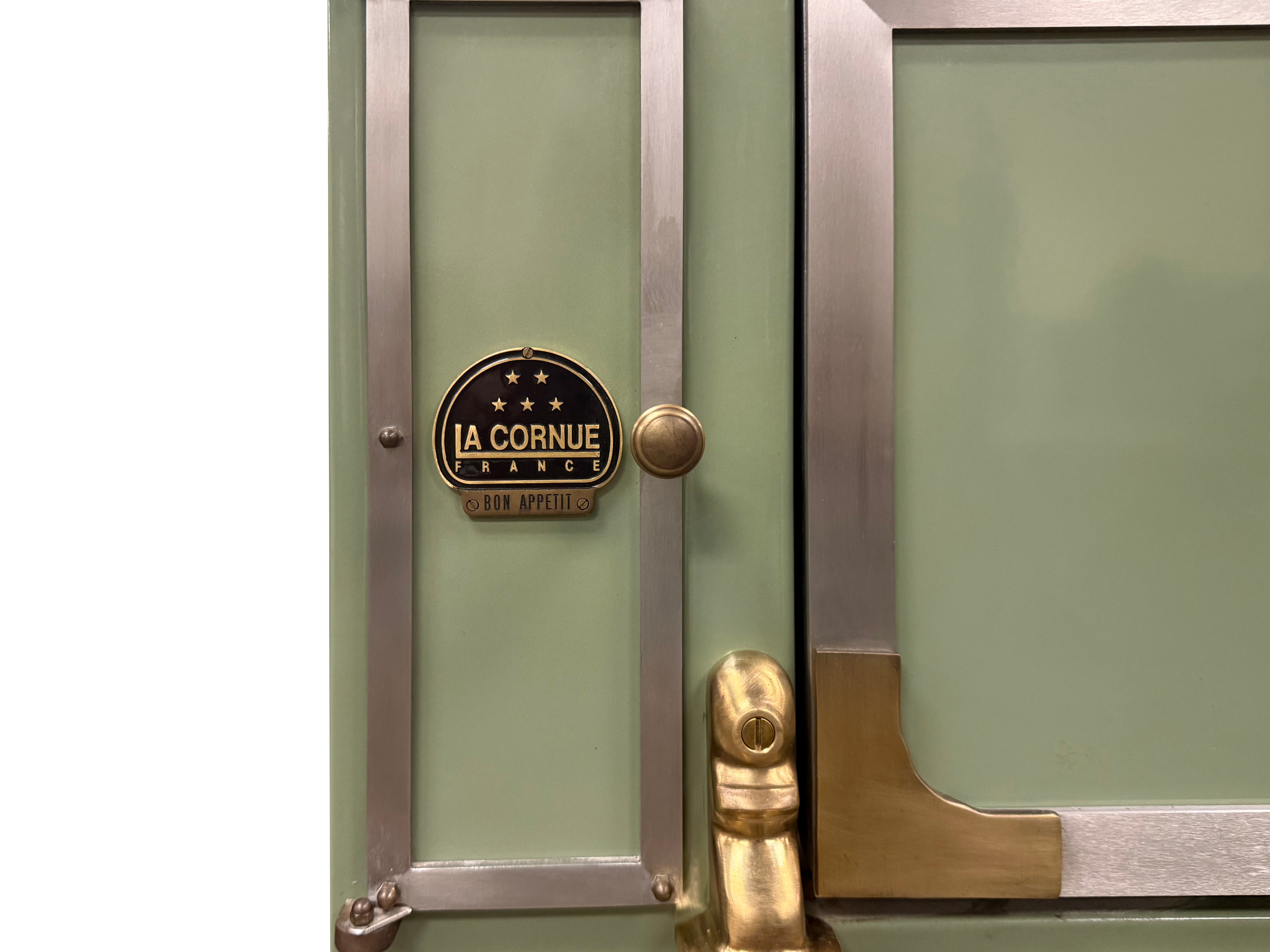 La Cornue Chateau 150 59" Pale Green Dual Fuel Range with Matching Hood