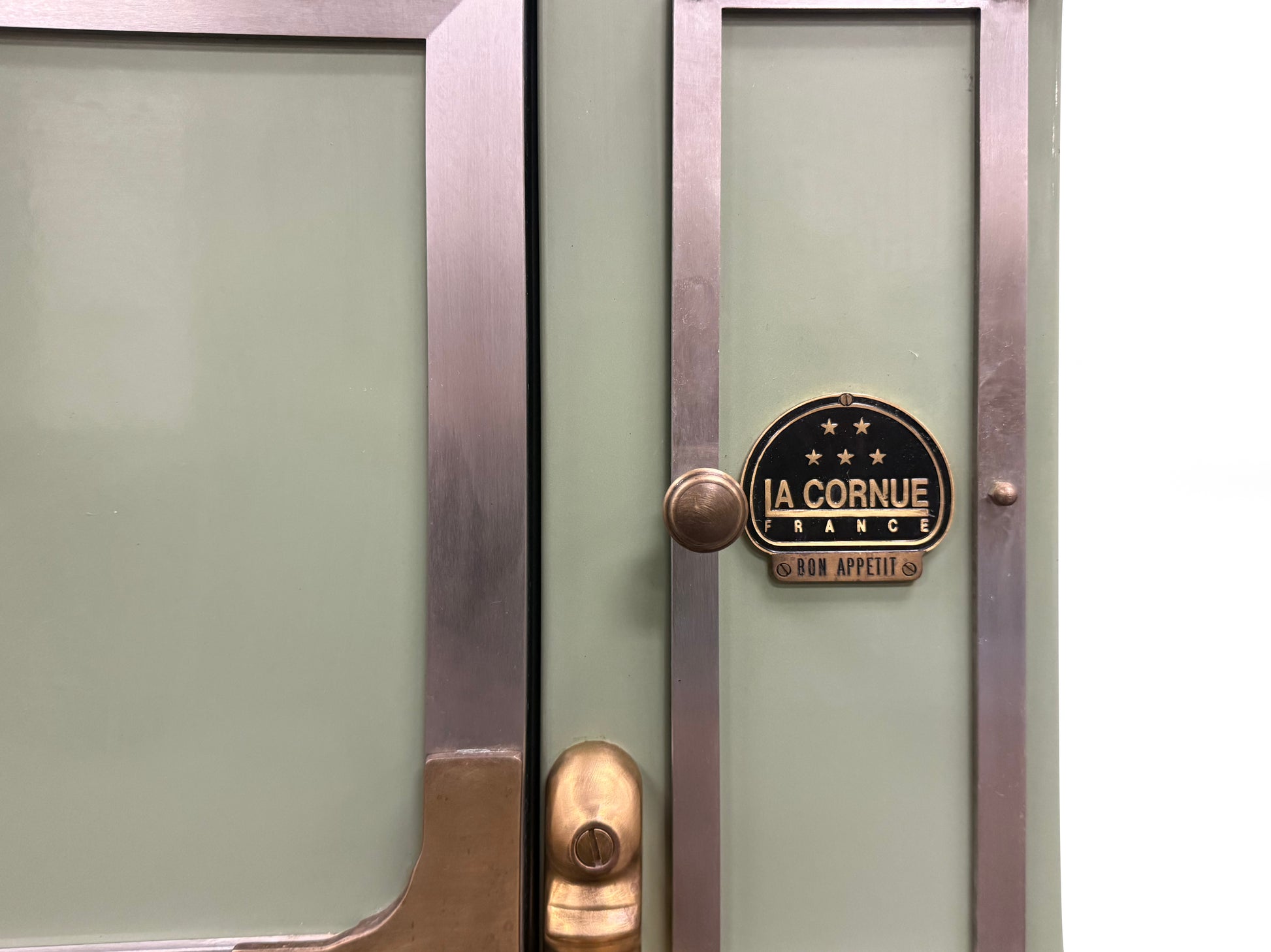 La Cornue Chateau 150 59" Pale Green Dual Fuel Range with Matching Hood