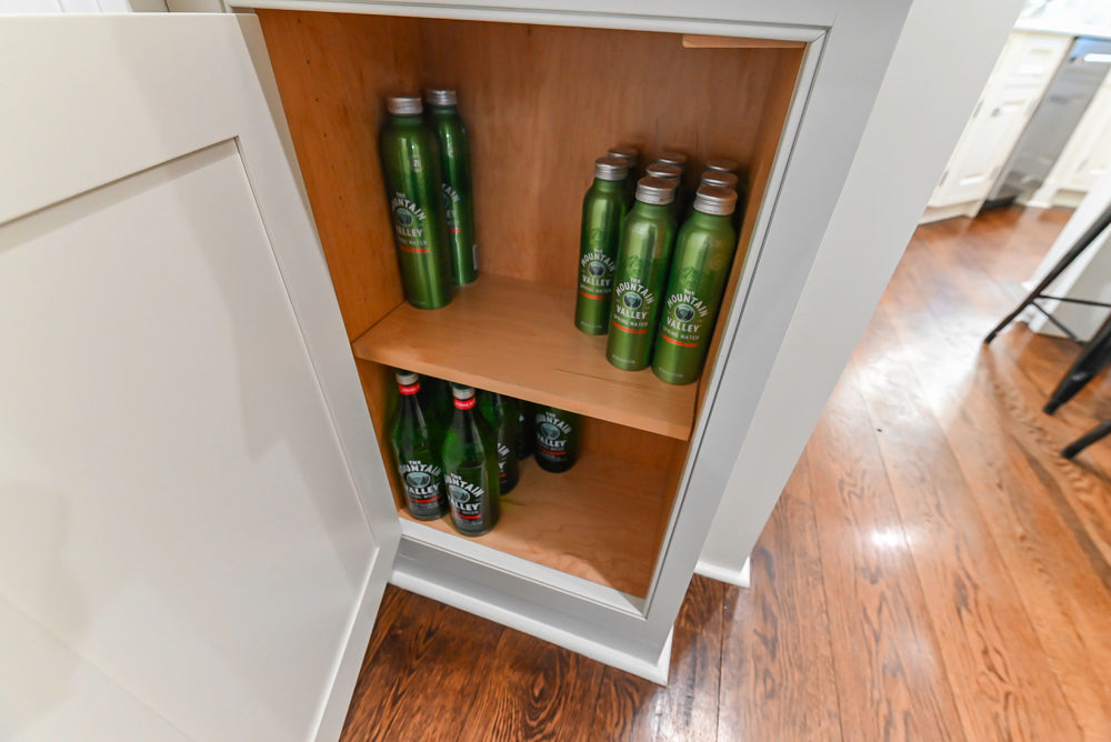 Traditional Creamy White Kitchen with Island, Marble Countertops and Appliances