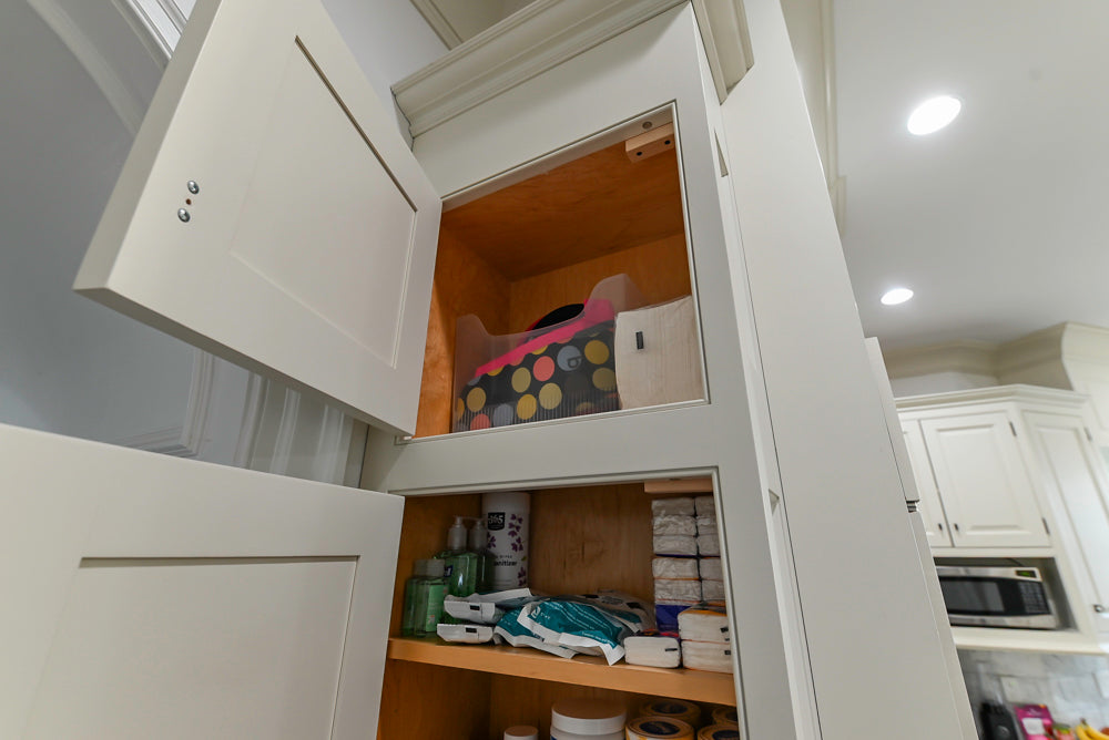 Traditional Creamy White Kitchen with Island, Marble Countertops and Appliances
