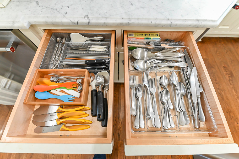Traditional Creamy White Kitchen with Island, Marble Countertops and Appliances