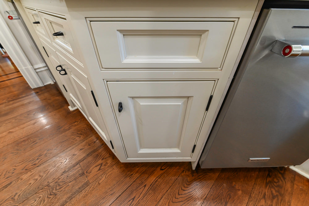 Traditional Creamy White Kitchen with Island, Marble Countertops and Appliances