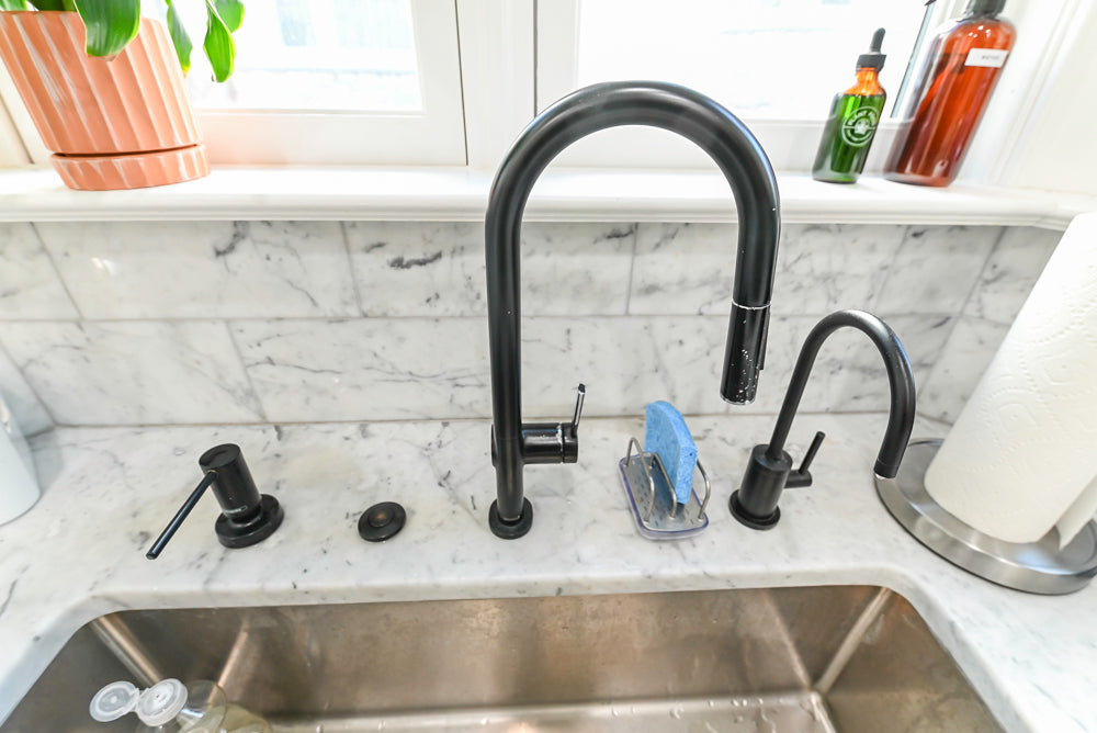 Traditional Creamy White Kitchen with Island, Marble Countertops and Appliances