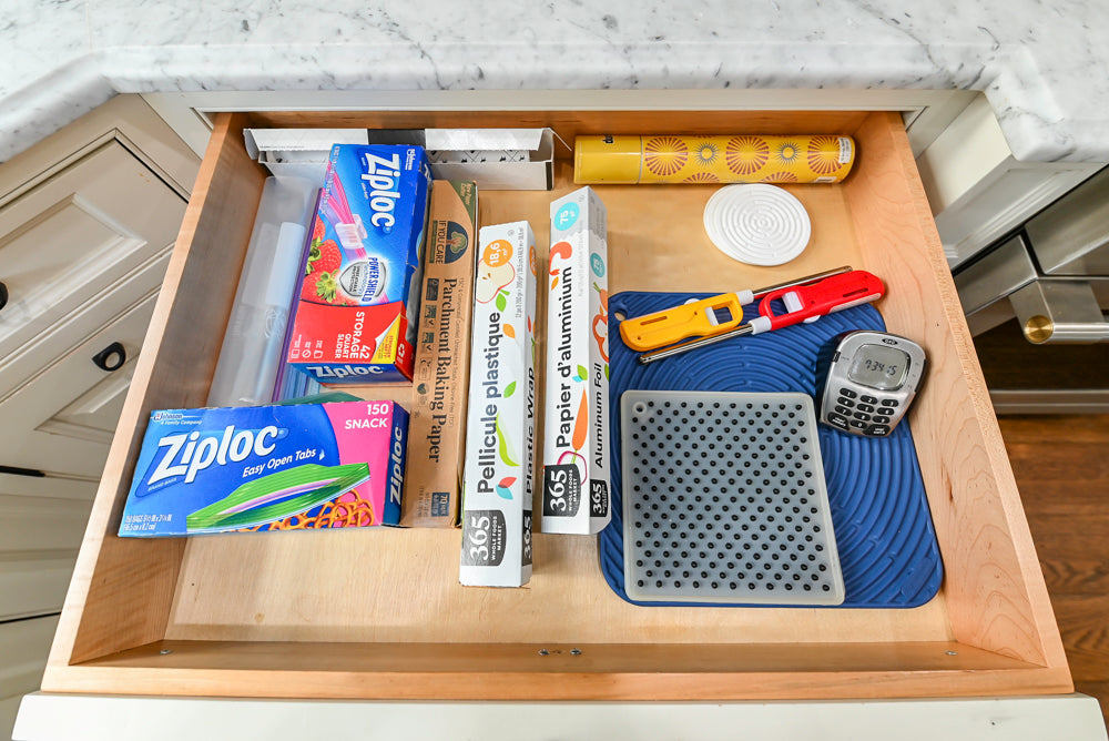Traditional Creamy White Kitchen with Island, Marble Countertops and Appliances