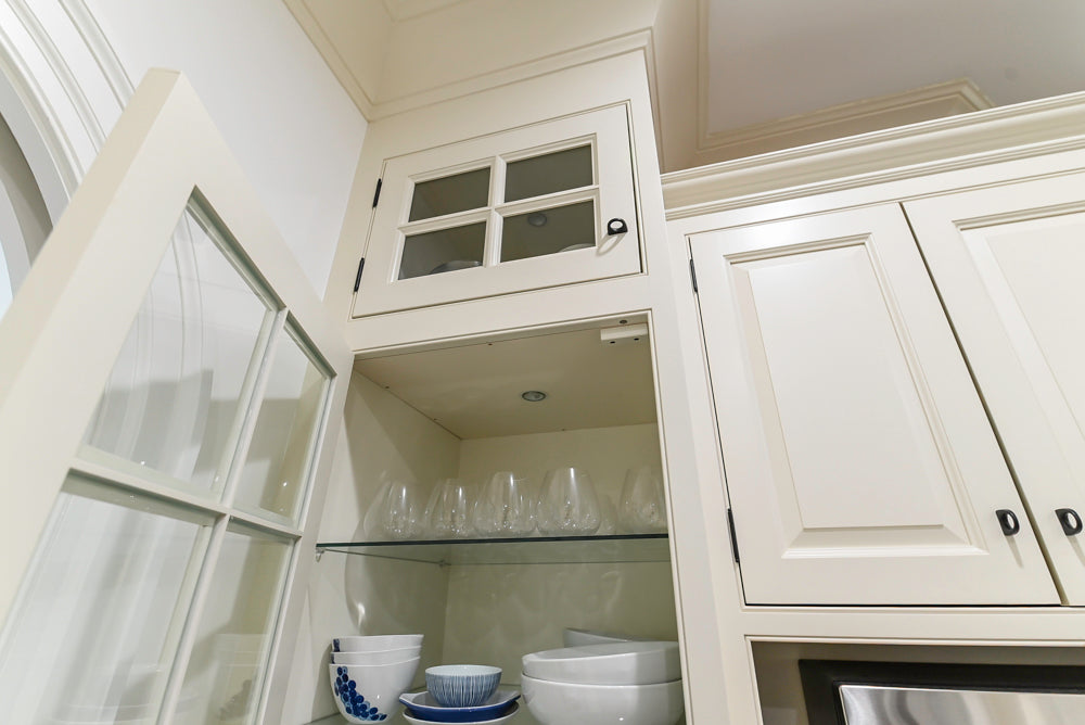 Traditional Creamy White Kitchen with Island, Marble Countertops and Appliances