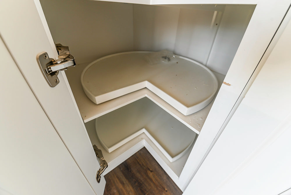 Forevermark Traditional White Kitchen Corner with White Marble Countertops