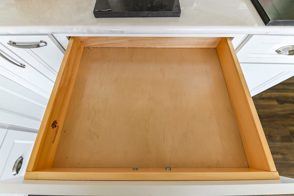 Forevermark Traditional White Kitchen Corner with White Marble Countertops