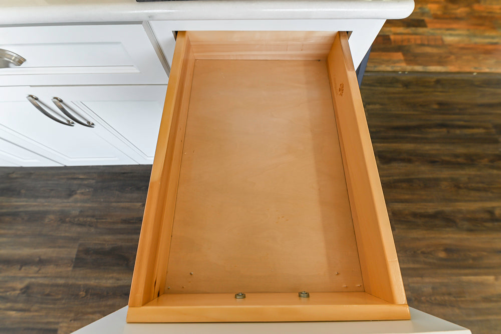 Forevermark Traditional White Kitchen Corner with White Marble Countertops