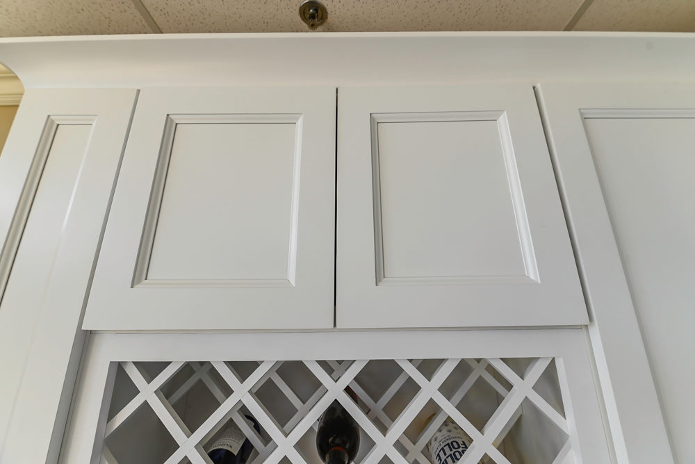 Forevermark Traditional White Kitchen Corner with White Marble Countertops