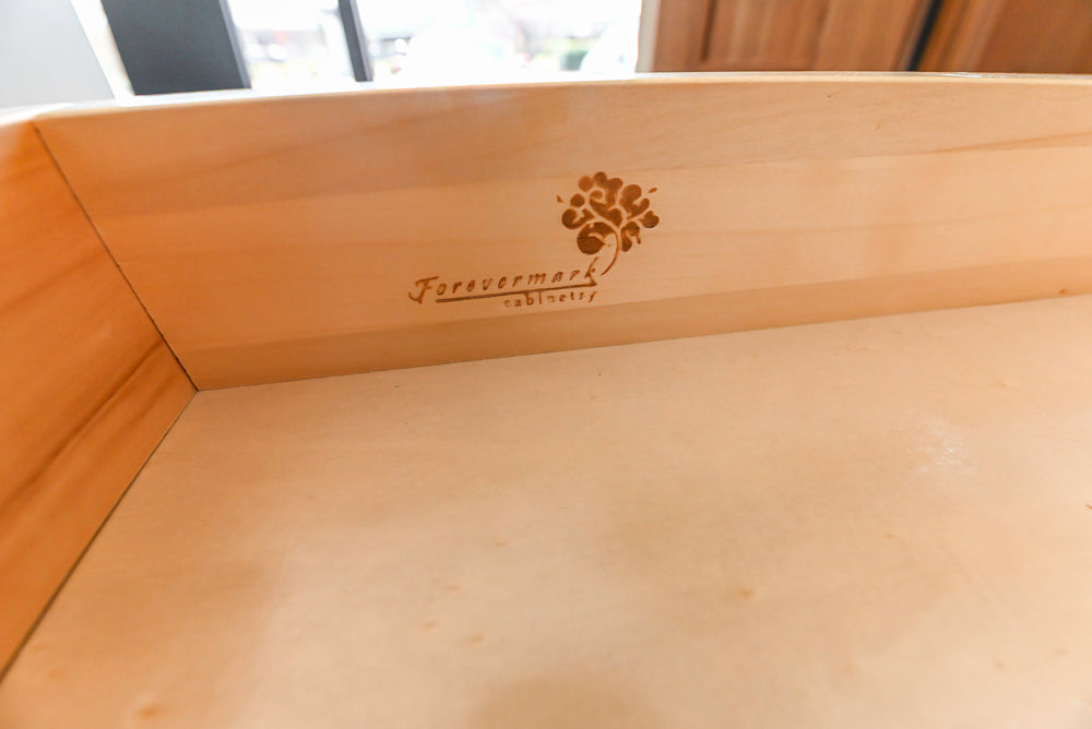 Forevermark Traditional White Kitchen Corner with White Marble Countertops