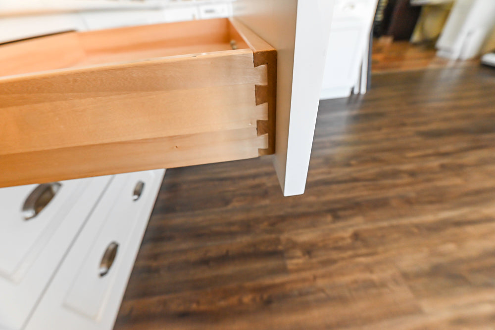 Forevermark Traditional White Kitchen Corner with White Marble Countertops