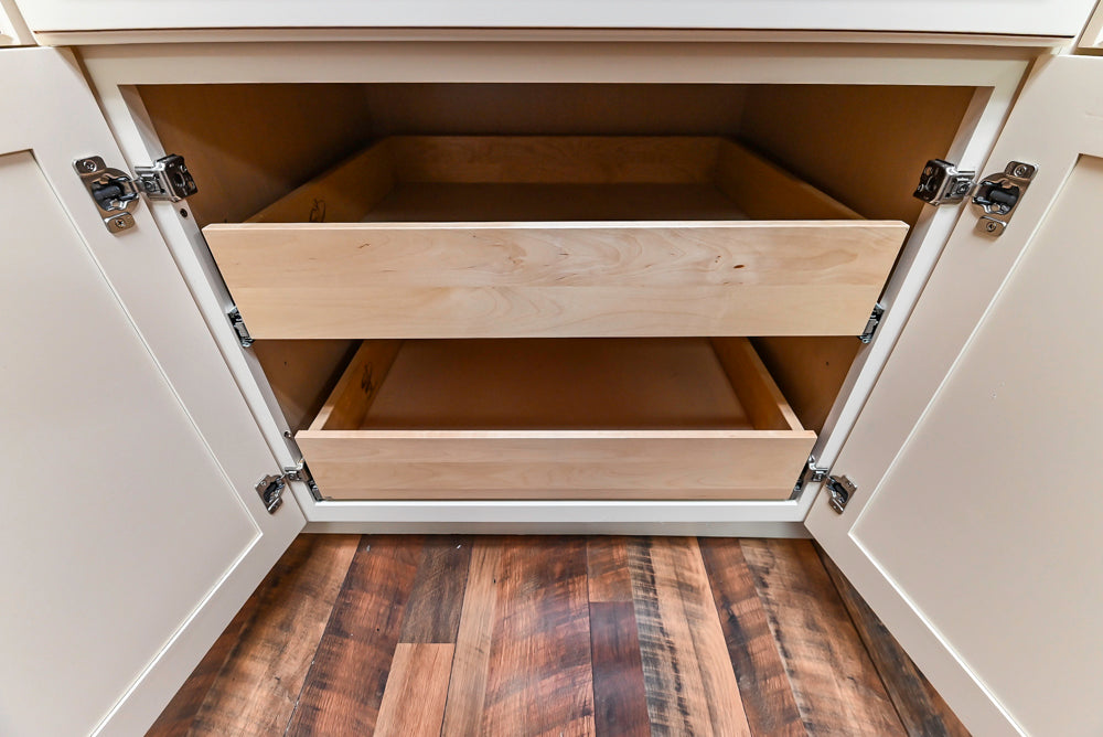 Light Cream Kitchen Corner with Quartz Countertops and Marble Top Island