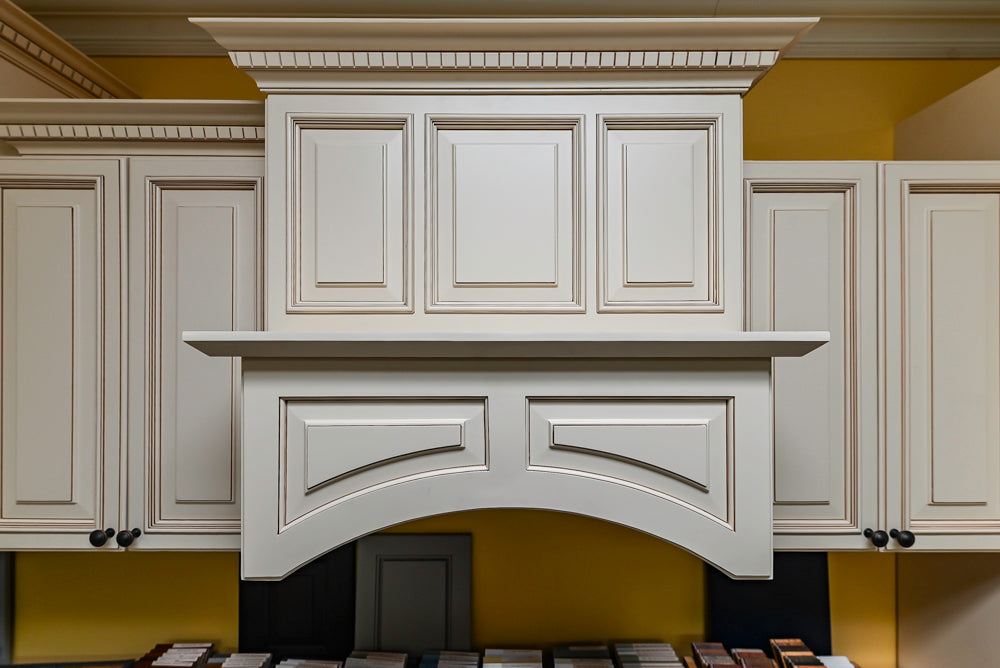 Light Cream Kitchen Corner with Quartz Countertops and Marble Top Island