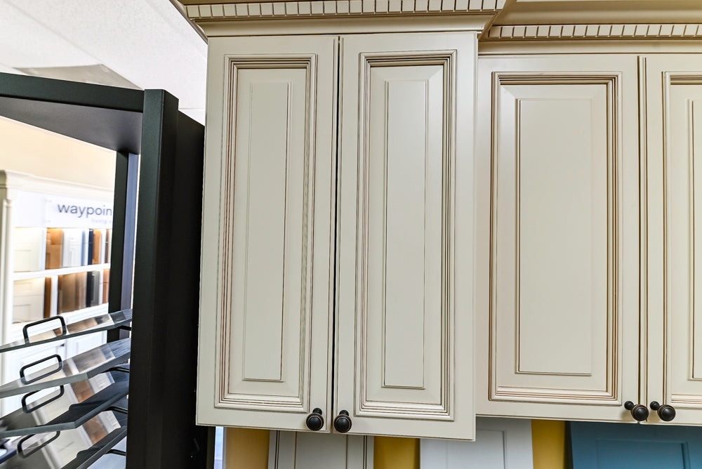 Light Cream Kitchen Corner with Quartz Countertops and Marble Top Island