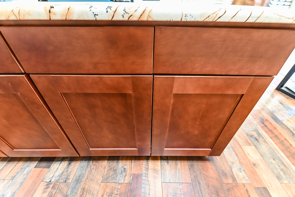 Light Cream Kitchen Corner with Quartz Countertops and Marble Top Island