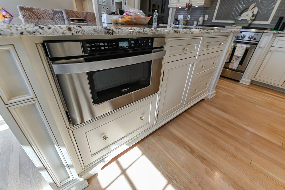 Custom Traditional Cream Kitchen with Island, Granite Countertops and 48" Range