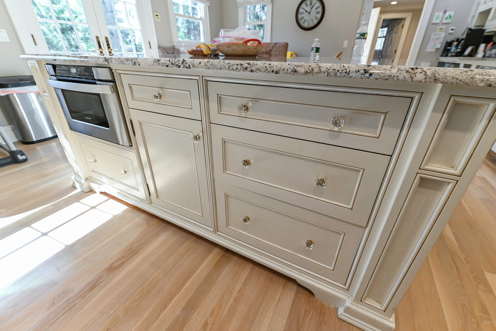 Custom Traditional Cream Kitchen with Island, Granite Countertops and 48" Range