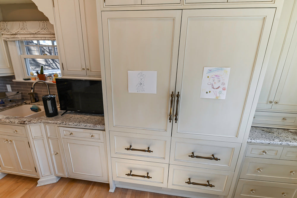 Custom Traditional Cream Kitchen with Island, Granite Countertops and 48" Range