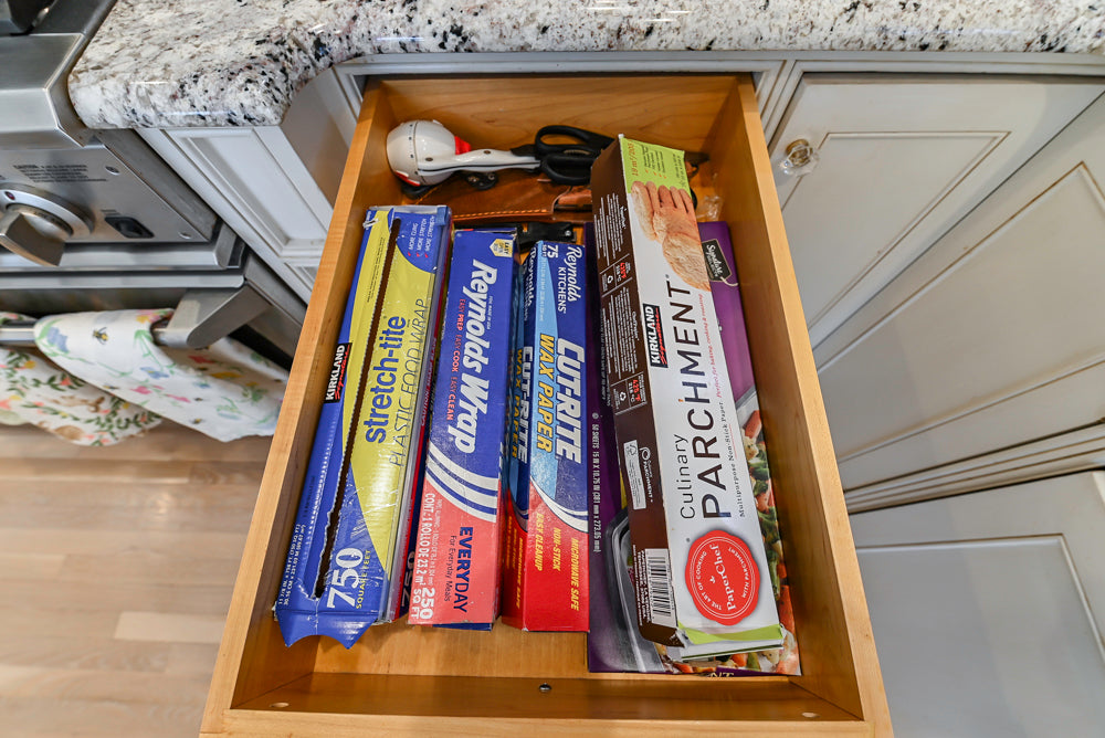 Custom Traditional Cream Kitchen with Island, Granite Countertops and 48" Range