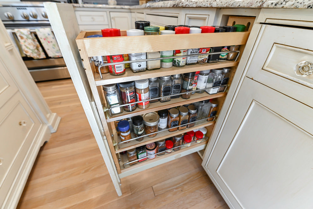 Custom Traditional Cream Kitchen with Island, Granite Countertops and 48" Range