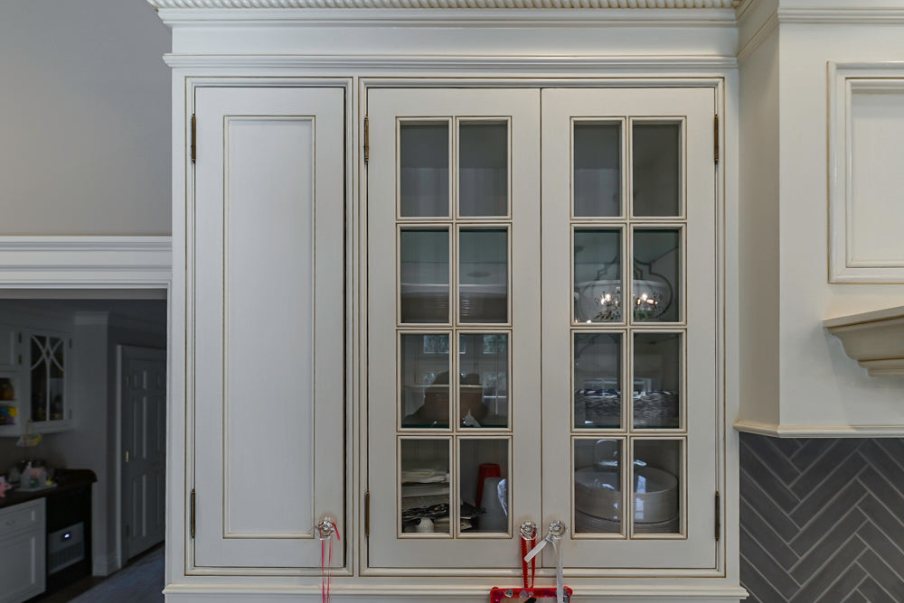 Custom Traditional Cream Kitchen with Island, Granite Countertops and 48" Range