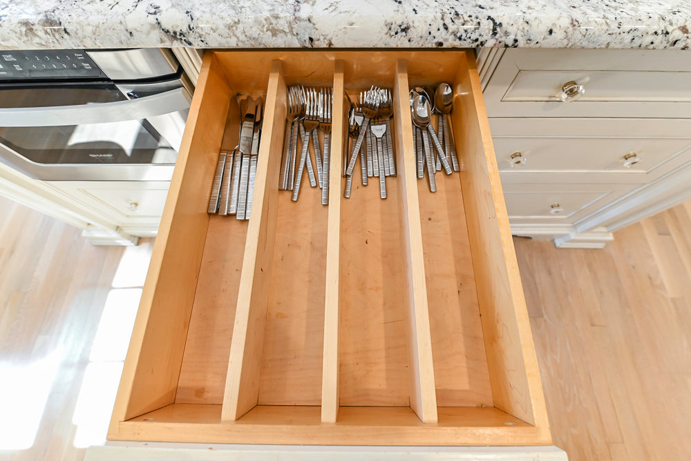 Custom Traditional Cream Kitchen with Island, Granite Countertops and 48" Range