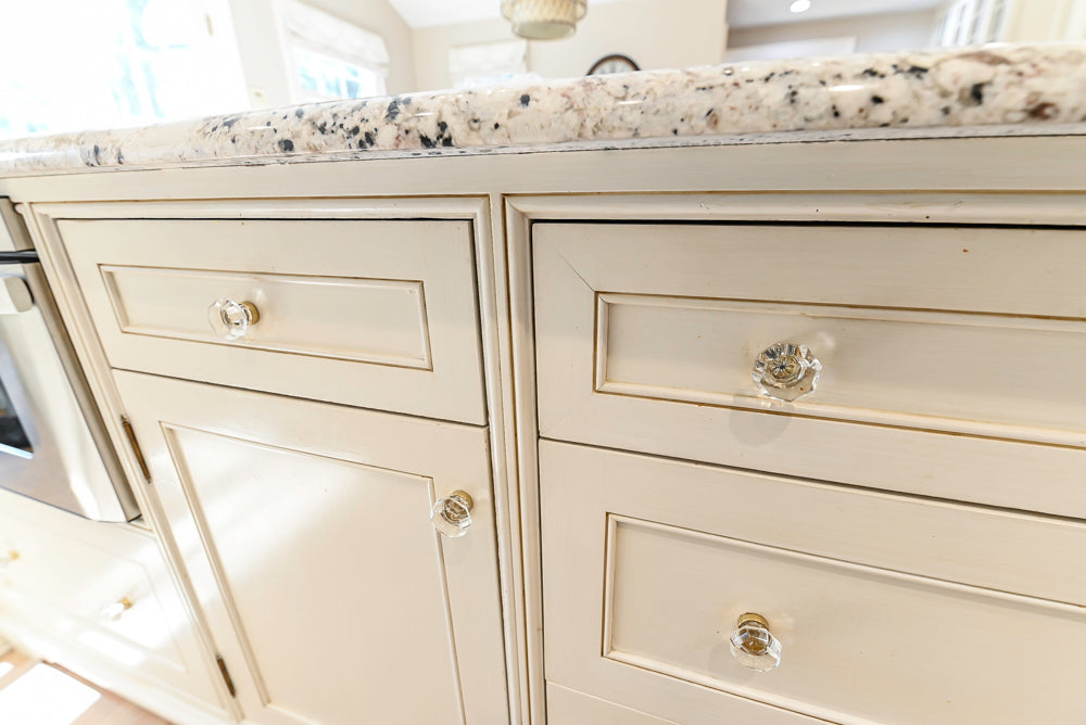 Custom Traditional Cream Kitchen with Island, Granite Countertops and 48" Range
