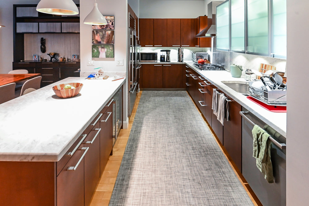 Poggenpohl Brown Toned Transitional Kitchen with Marble Countertops and Appliances