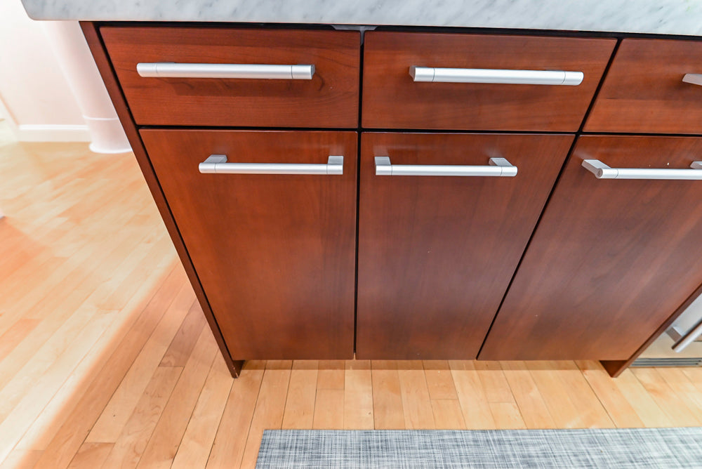 Poggenpohl Brown Toned Transitional Kitchen with Marble Countertops and Appliances