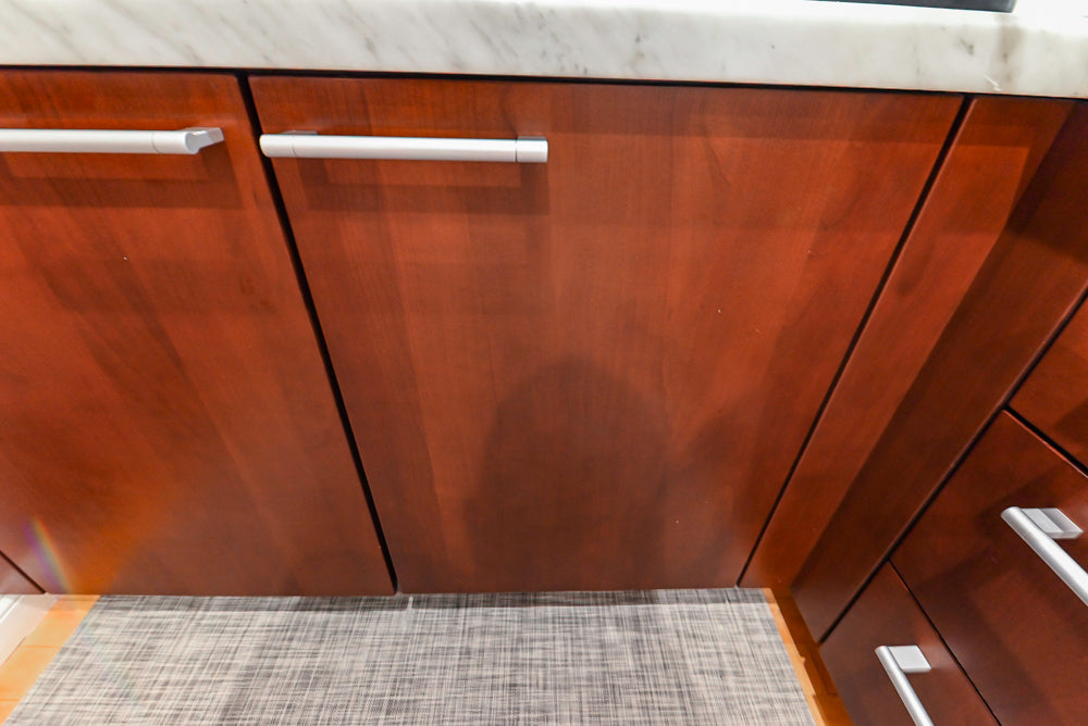 Poggenpohl Brown Toned Transitional Kitchen with Marble Countertops and Appliances