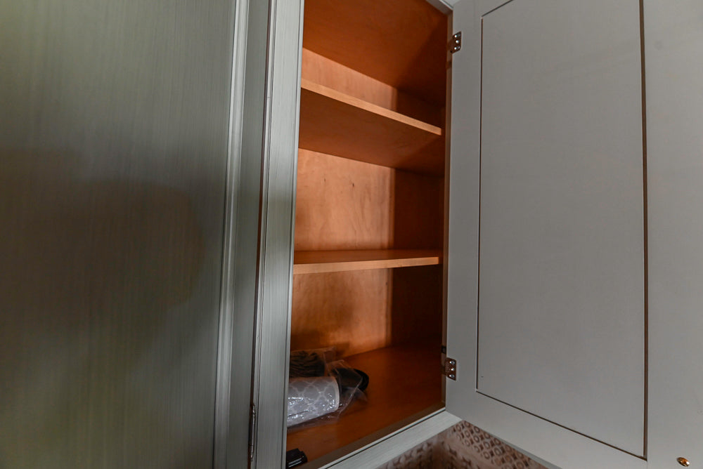 Traditional Washed Out Light Green Kitchen with Island, Granite Countertops and Viking Appliances