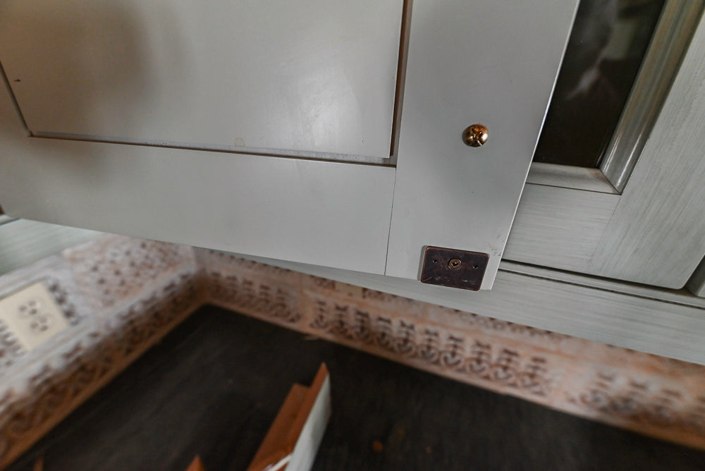 Traditional Washed Out Light Green Kitchen with Island, Granite Countertops and Viking Appliances