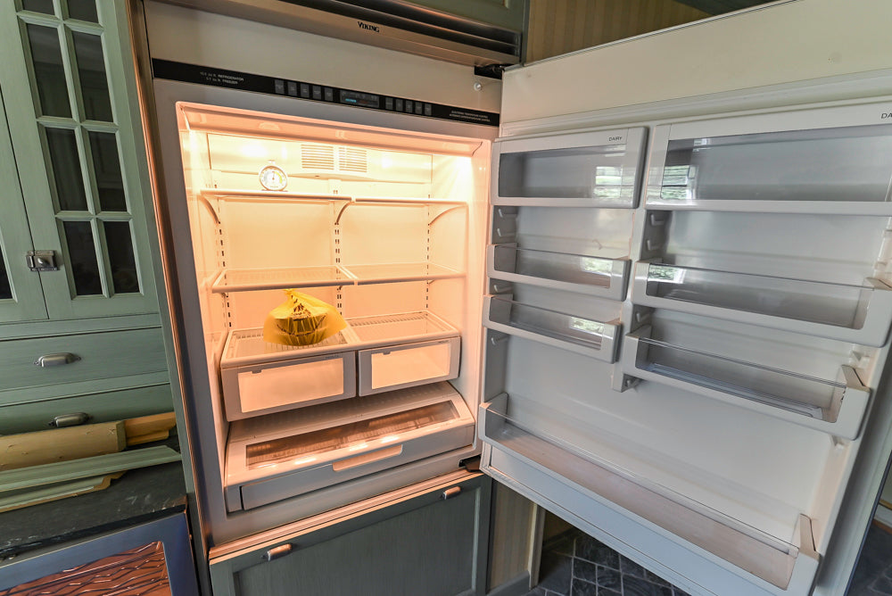 Traditional Washed Out Light Green Butler's Pantry with Granite Countertops and Viking Appliances