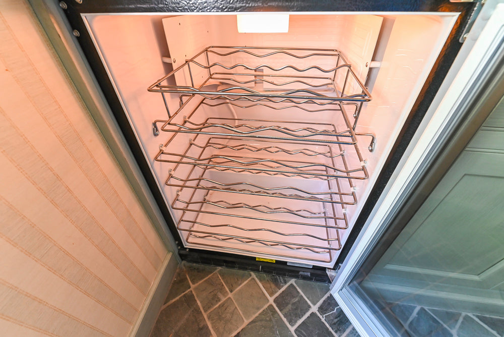Traditional Washed Out Light Green Butler's Pantry with Granite Countertops and Viking Appliances